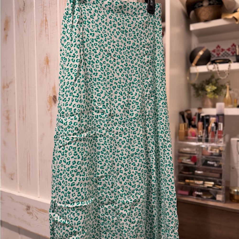 Elodie Teal Leopard Print Maxi Skirt